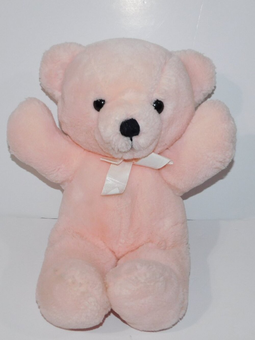 VTG DAKIN Pink Cuddles Teddy Bear 1987 Plush Stuffed 15" Toy w Bow